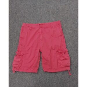 Jordan Craig Shorts Mens 38 Pink Cargo Cotton Y2K Baggy Pockets Drawstring Vtg